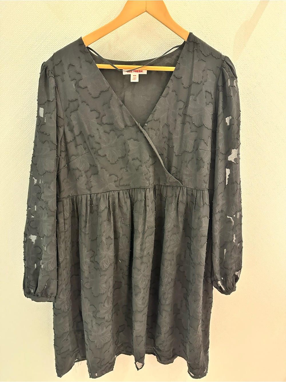 Joe Fresh Black Floral-Texture Midi Dress